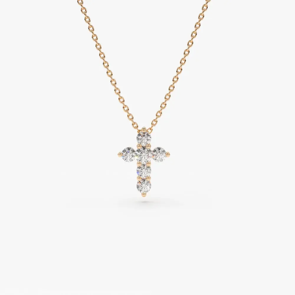 0.21CTW Round Cut Diamond Cross Necklace