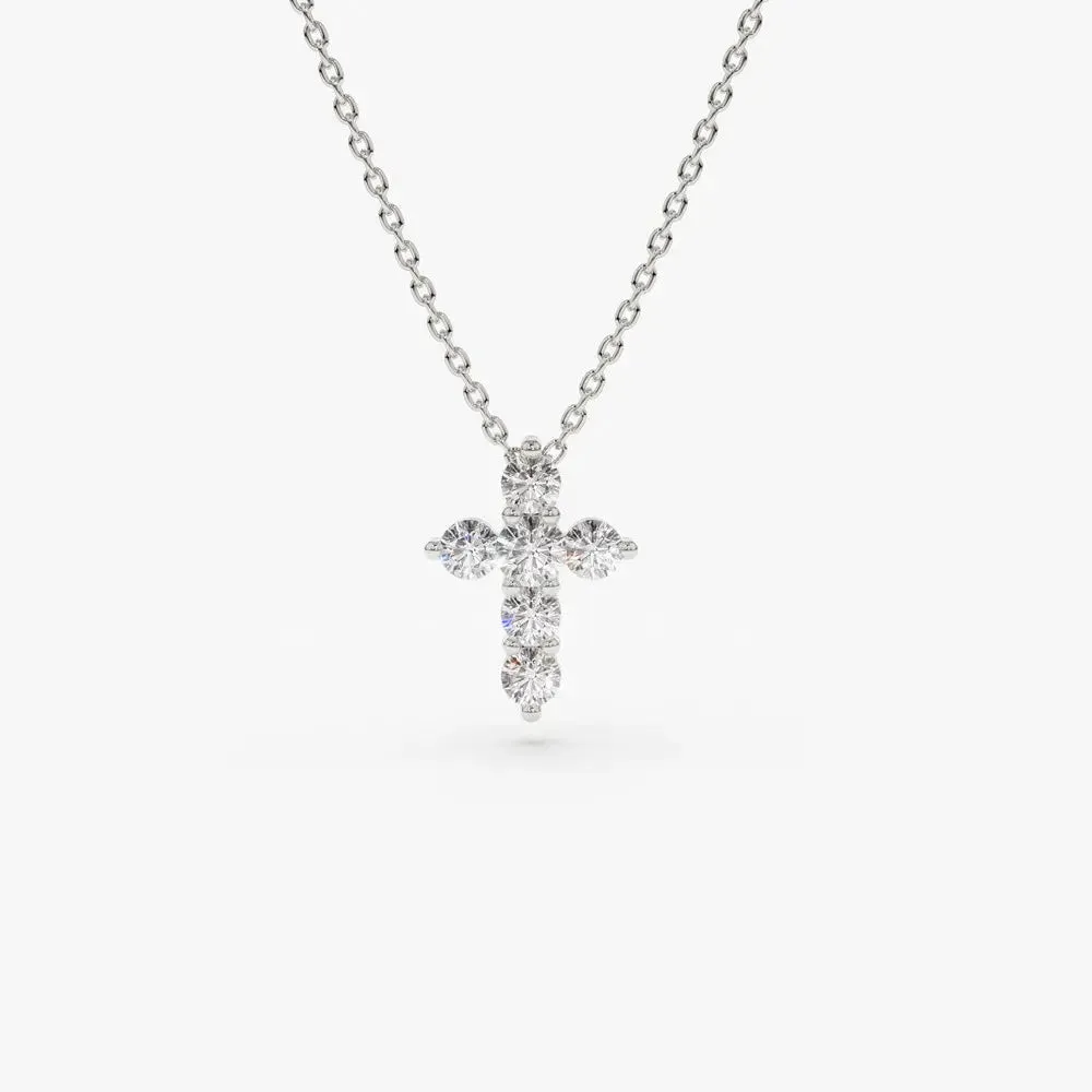 0.21CTW Round Cut Diamond Cross Necklace