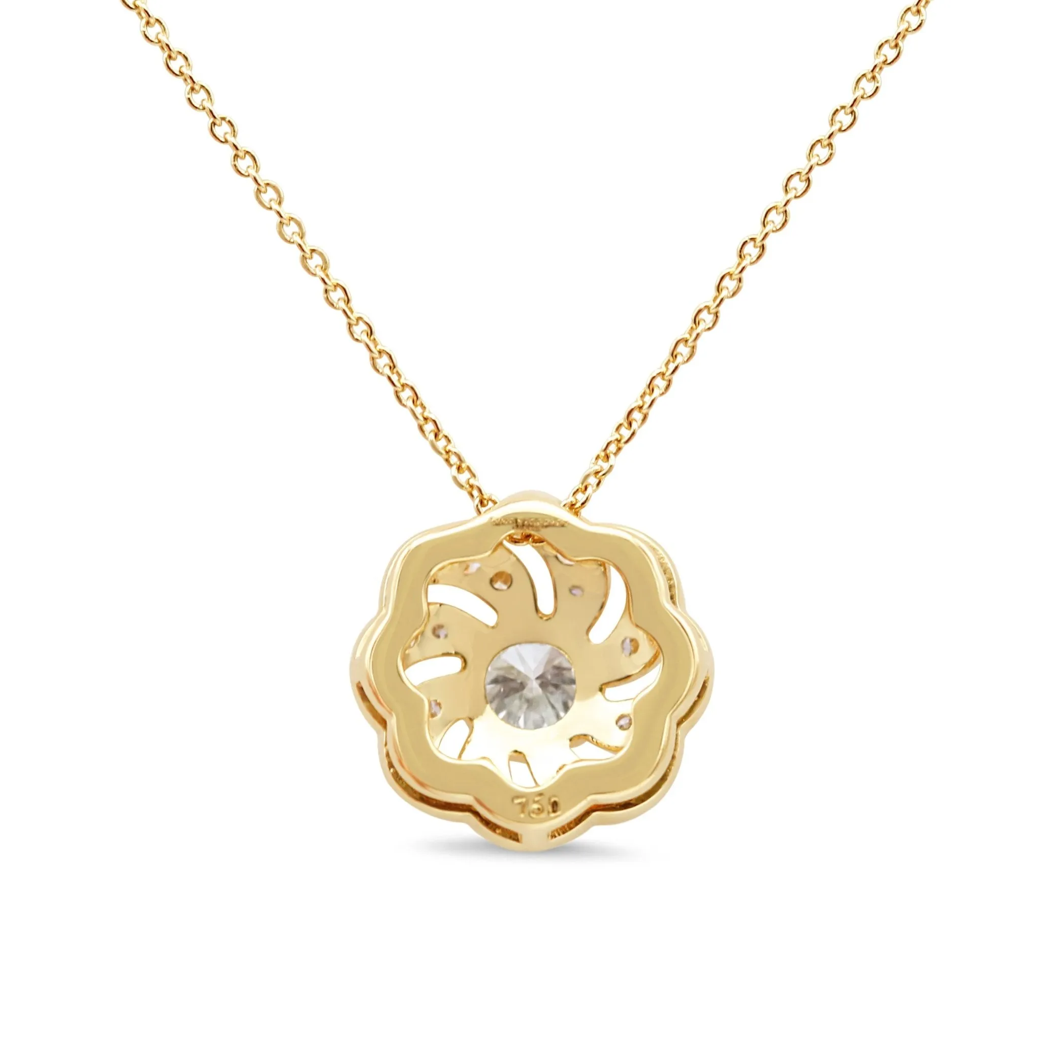 18ct Yellow Gold Swirl Pendant Necklace 17"