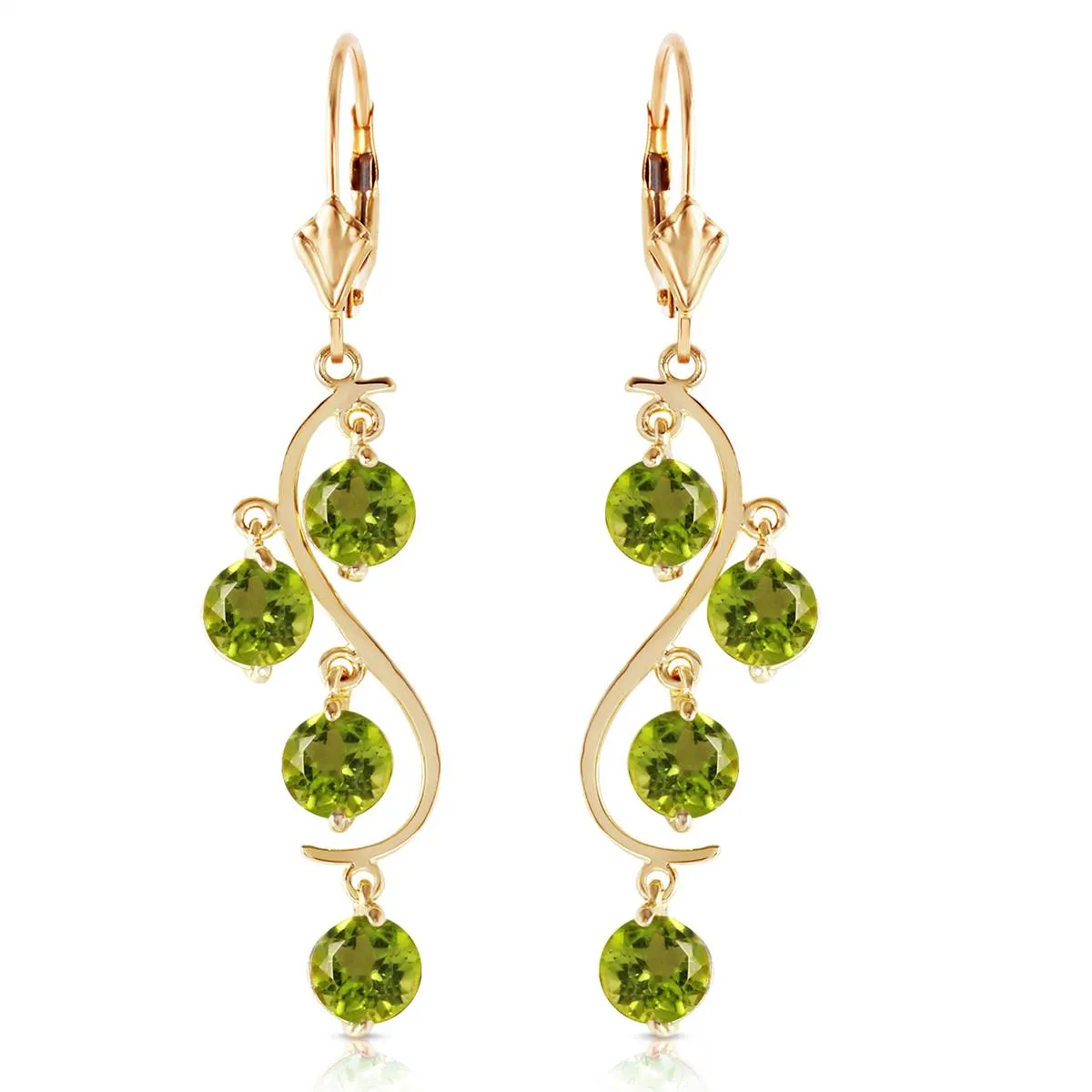 4.95 Carat 14K Solid Yellow Gold Grape Peridot Earrings