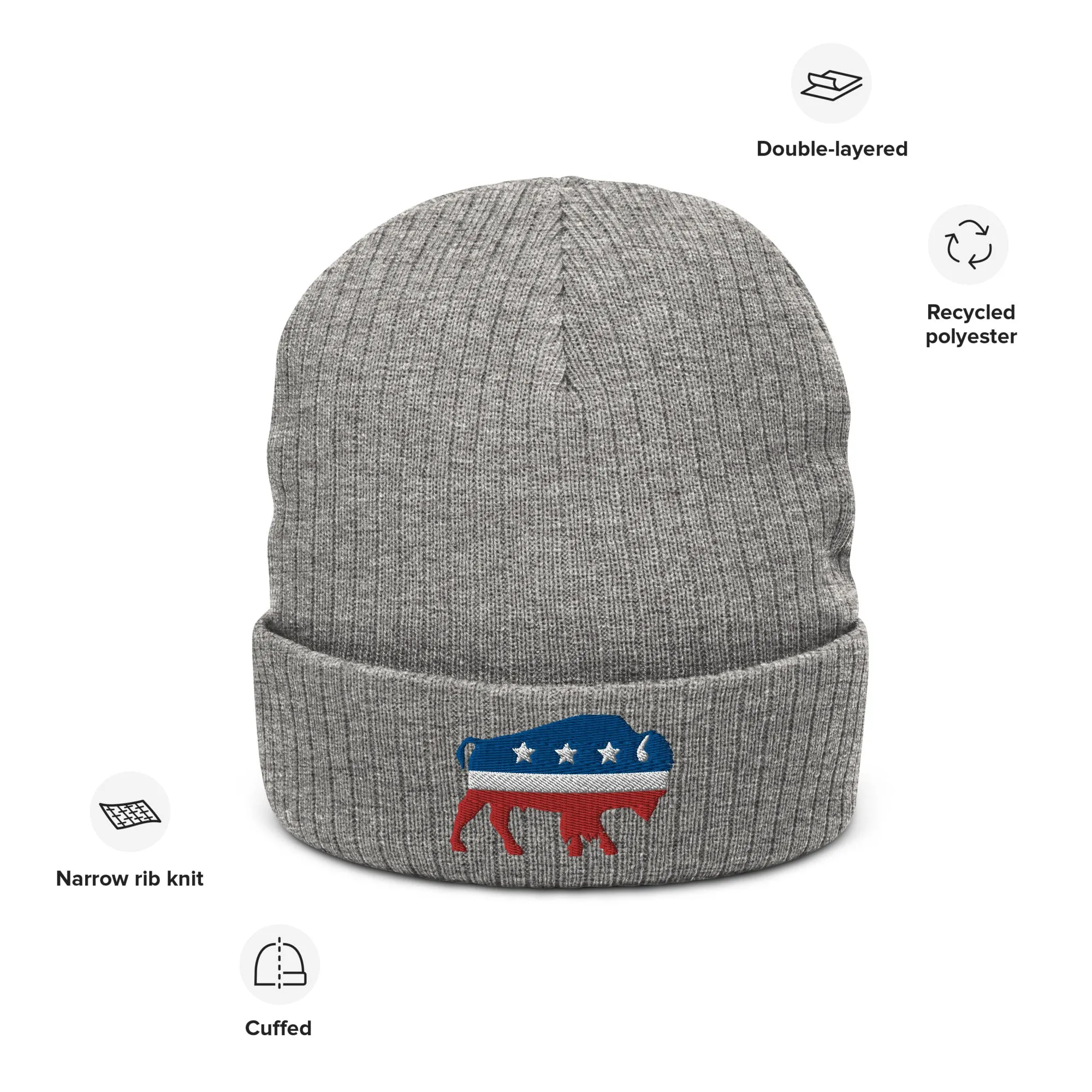 American Bison Independent Ribbed Knit Beanie