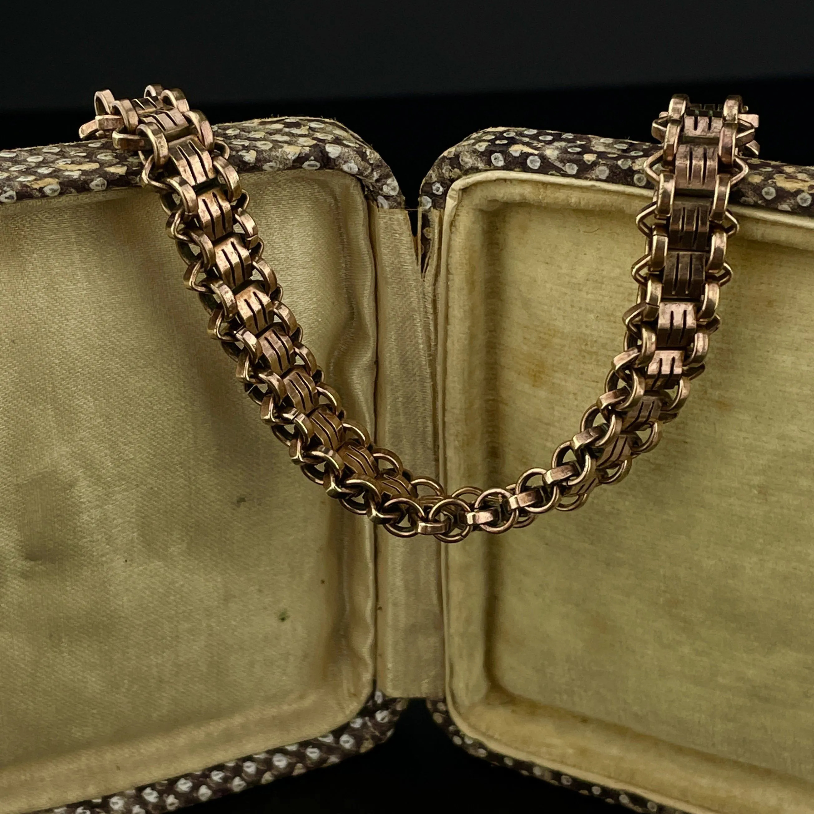 Antique Edwardian Rolled Gold Fancy Link Watch Chain Bracelet