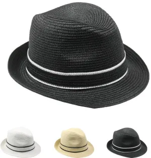 assorted color fedora hat with two tone band Case of 72