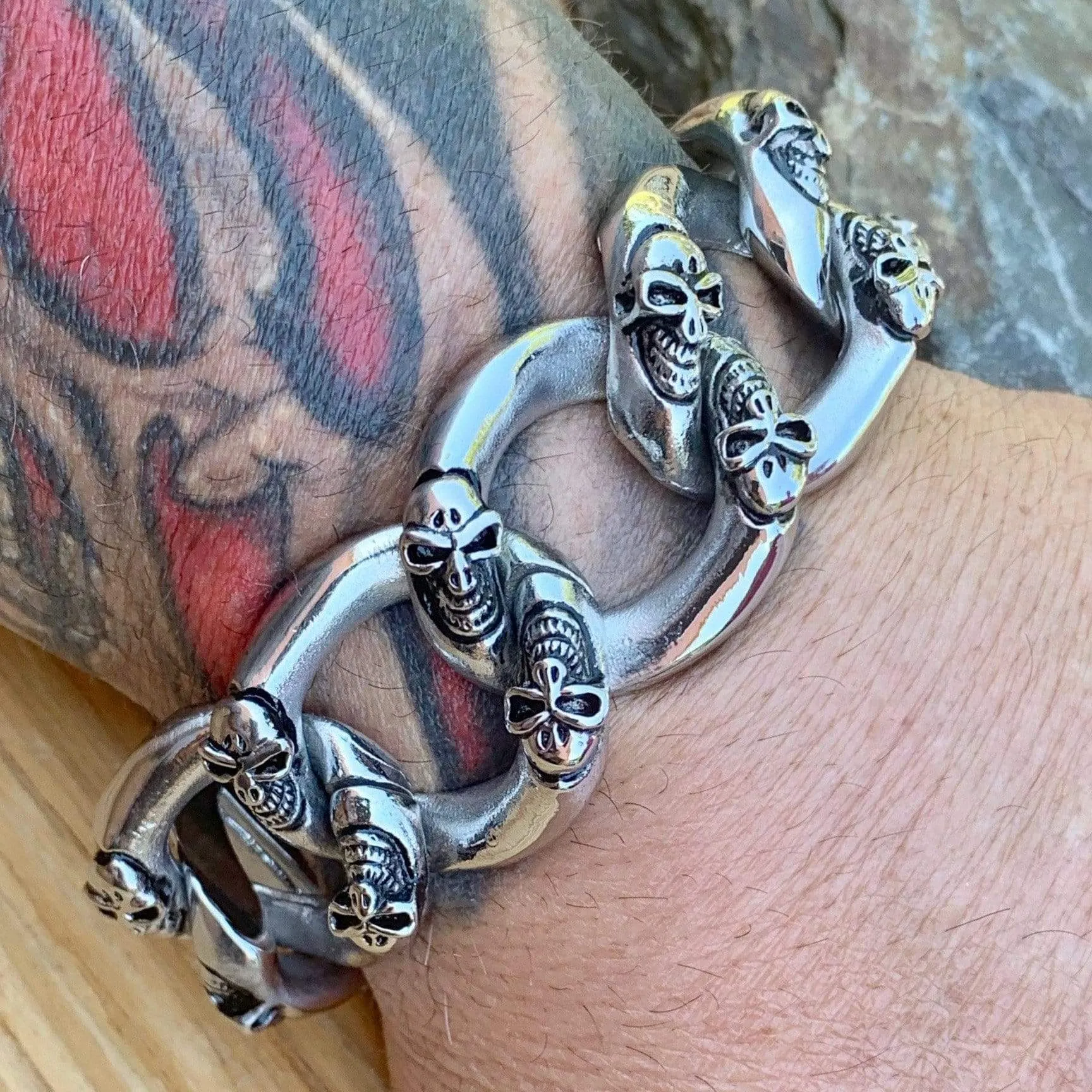 Bagger Bracelet - Skull ChainGang - Classic - 1.25" Wide - B34