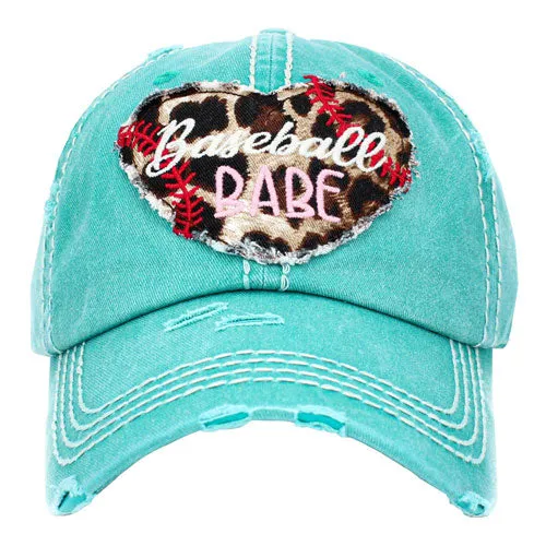 Baseball Babe Leopard Patterned Heart Vintage Baseball Cap