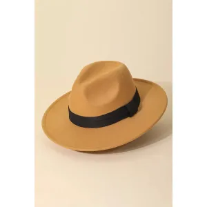 Beige Flat Strap Fedora  Hat