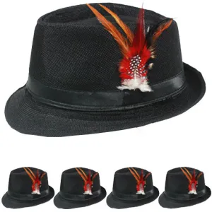 black fedora hat with feather Case of 72