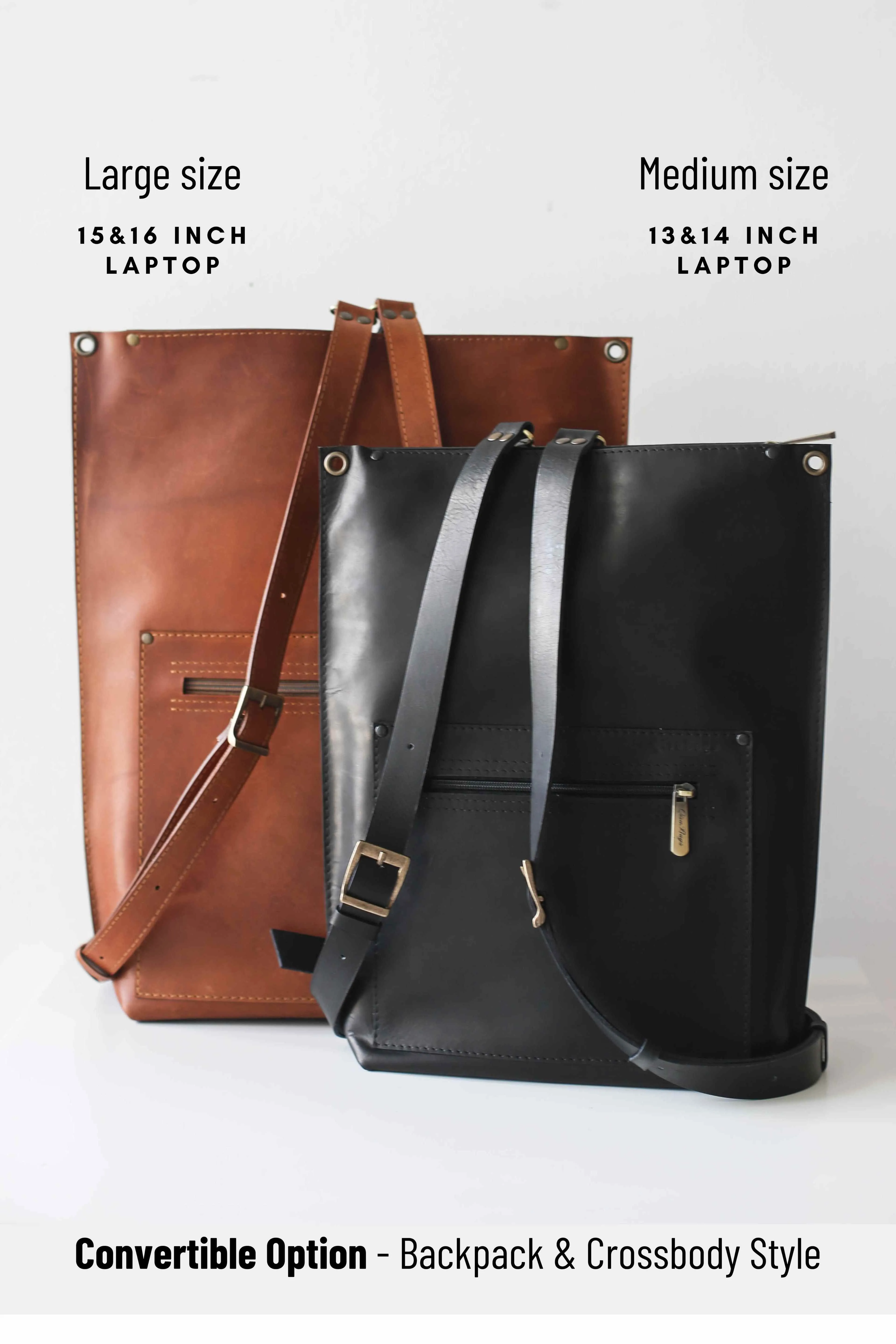 Black Leather Zipper Backpack