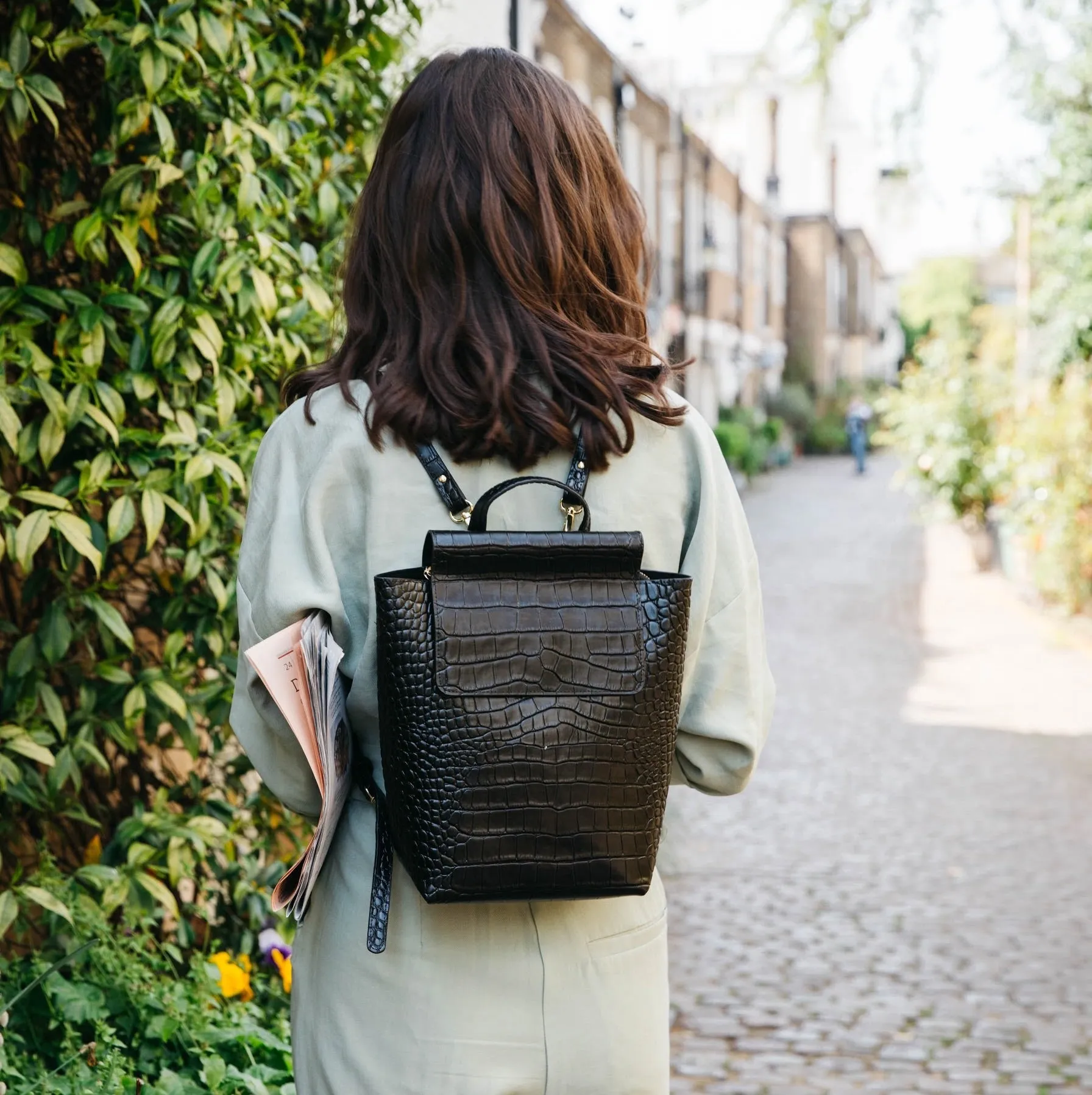 ‘Brooklyn' Black Leather Backpack