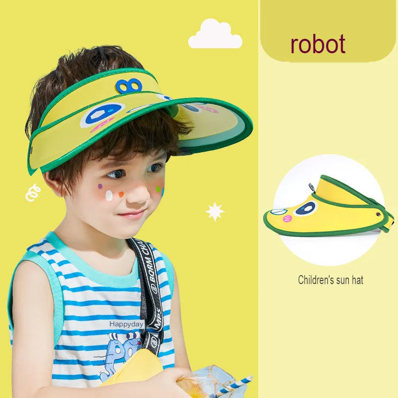 Children's sun hat summer boys' sun hat anti-UV girls' sun hat baby empty top hat large brim