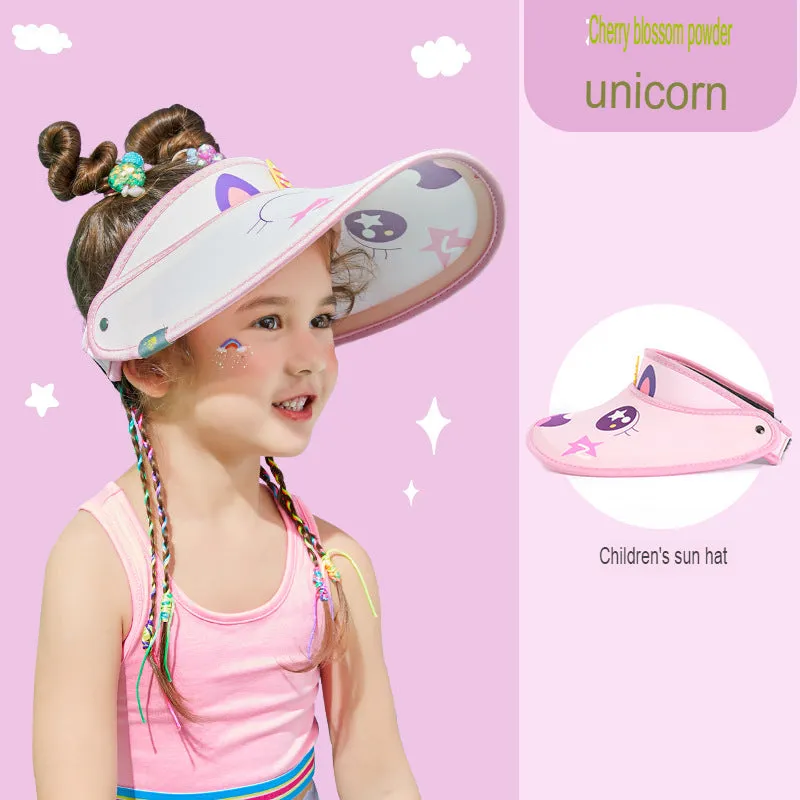 Children's sun hat summer boys' sun hat anti-UV girls' sun hat baby empty top hat large brim