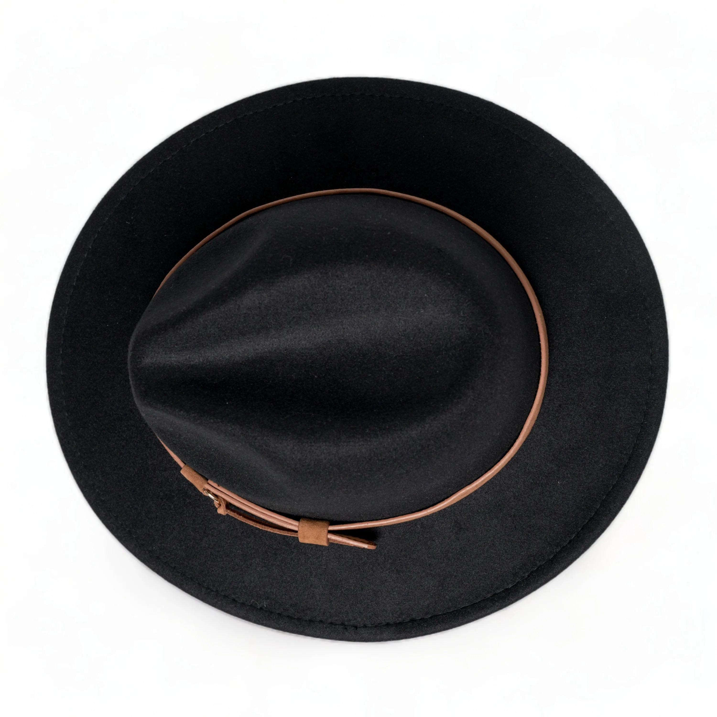 Chokore Pinched Fedora Hat with PU Leather Belt (Black)