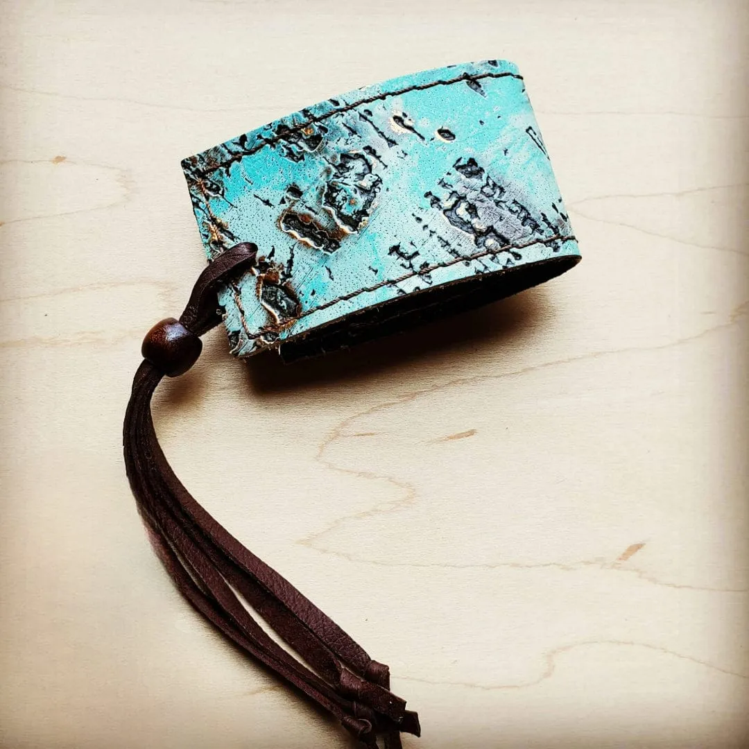 Cuff w/ Adjustable Tie in Turquoise Metallic