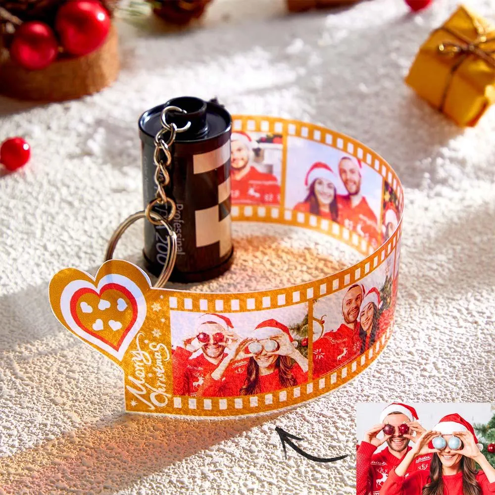 Custom Photo Film Roll Keychain Colorful Heart Decor Camera Keychain Christmas Day Gift