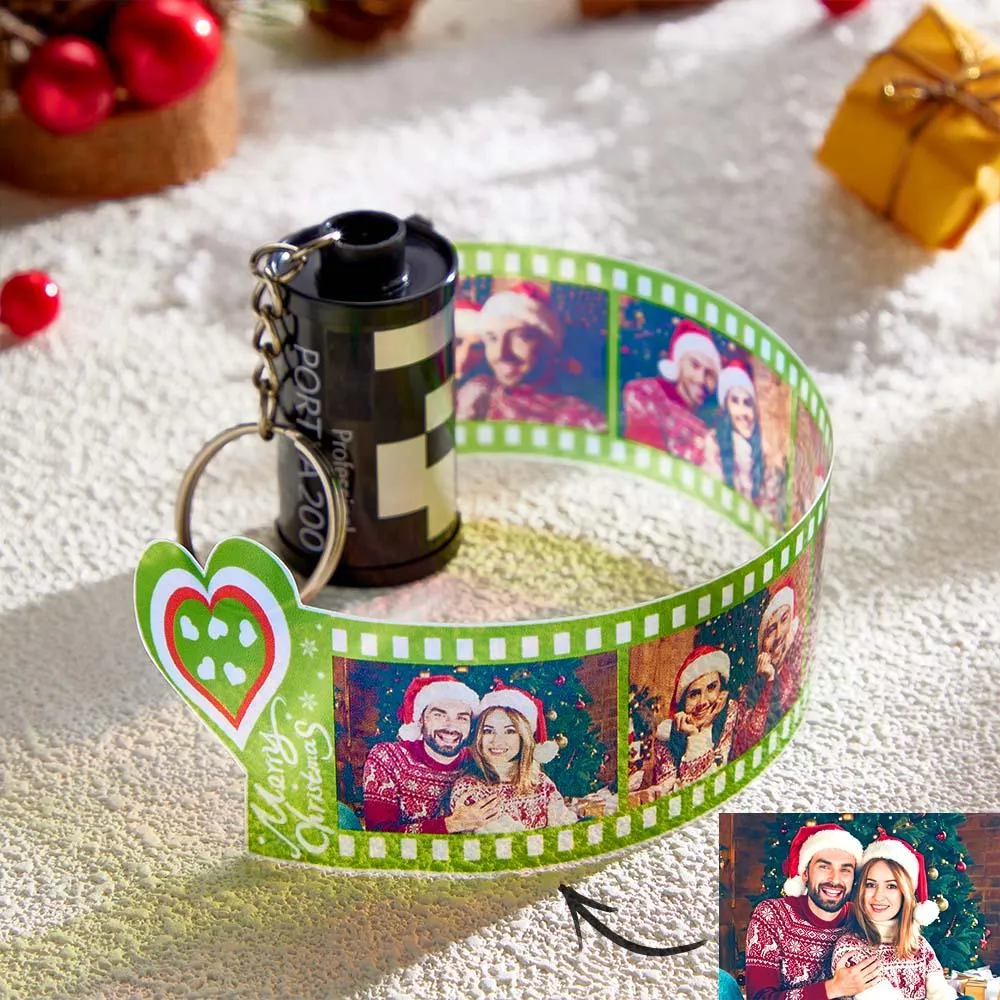 Custom Photo Film Roll Keychain Colorful Heart Decor Camera Keychain Christmas Day Gift