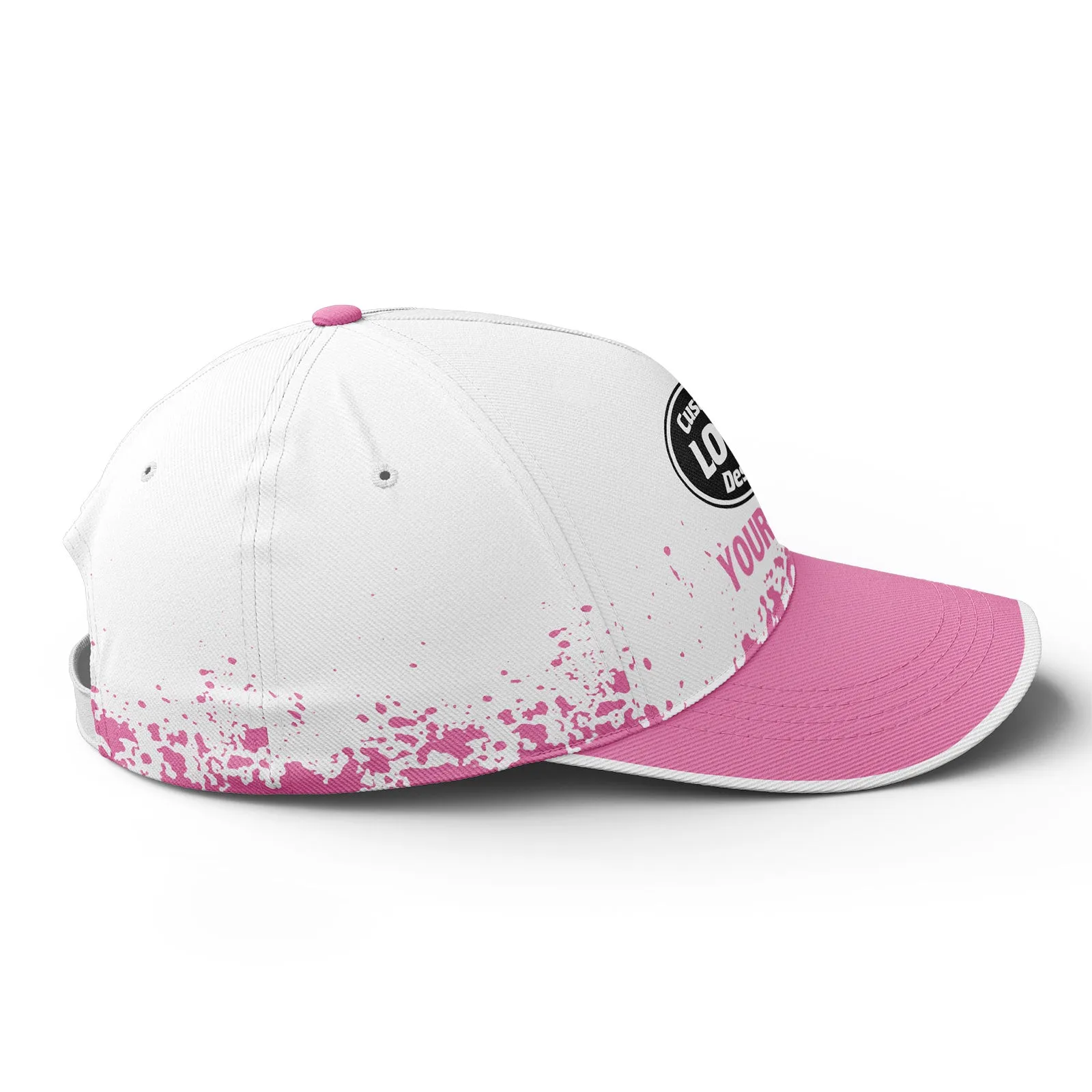 Custom White Pink Hat Sport Design Cap Stitched Adjustable Personalized YW061-D020231-6