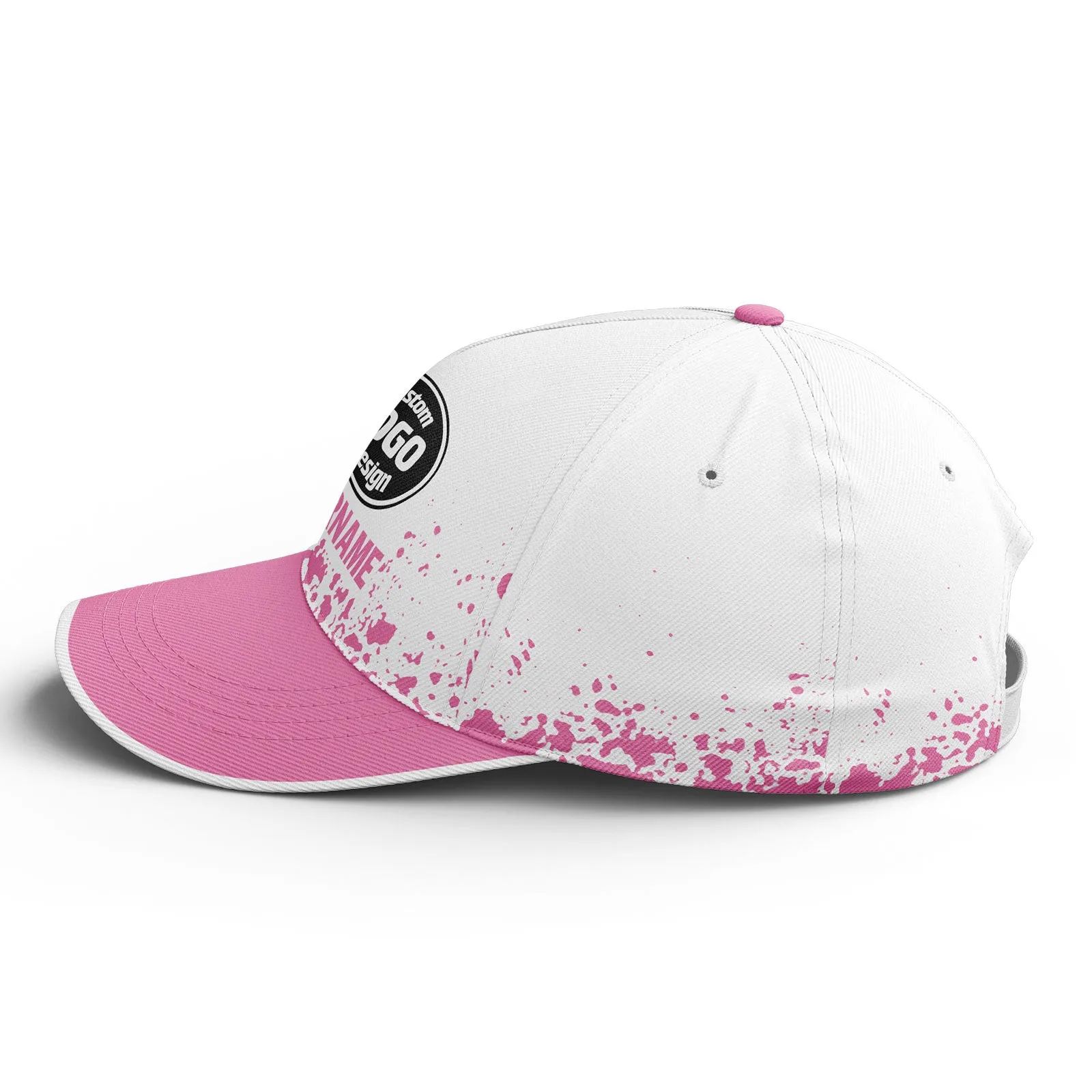 Custom White Pink Hat Sport Design Cap Stitched Adjustable Personalized YW061-D020231-6