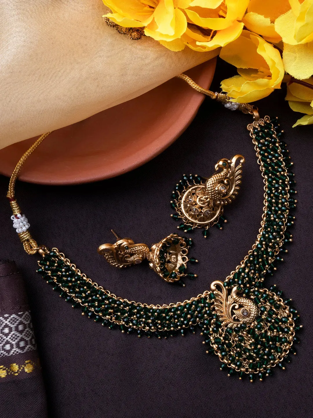 Exquisite Green Hydra Necklace Set For Special Occasions