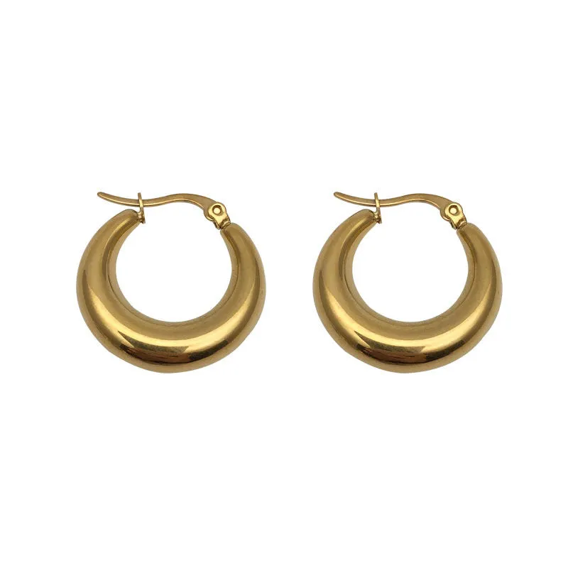 Fascinating Polished Gold Hoop Earrings JLT12743