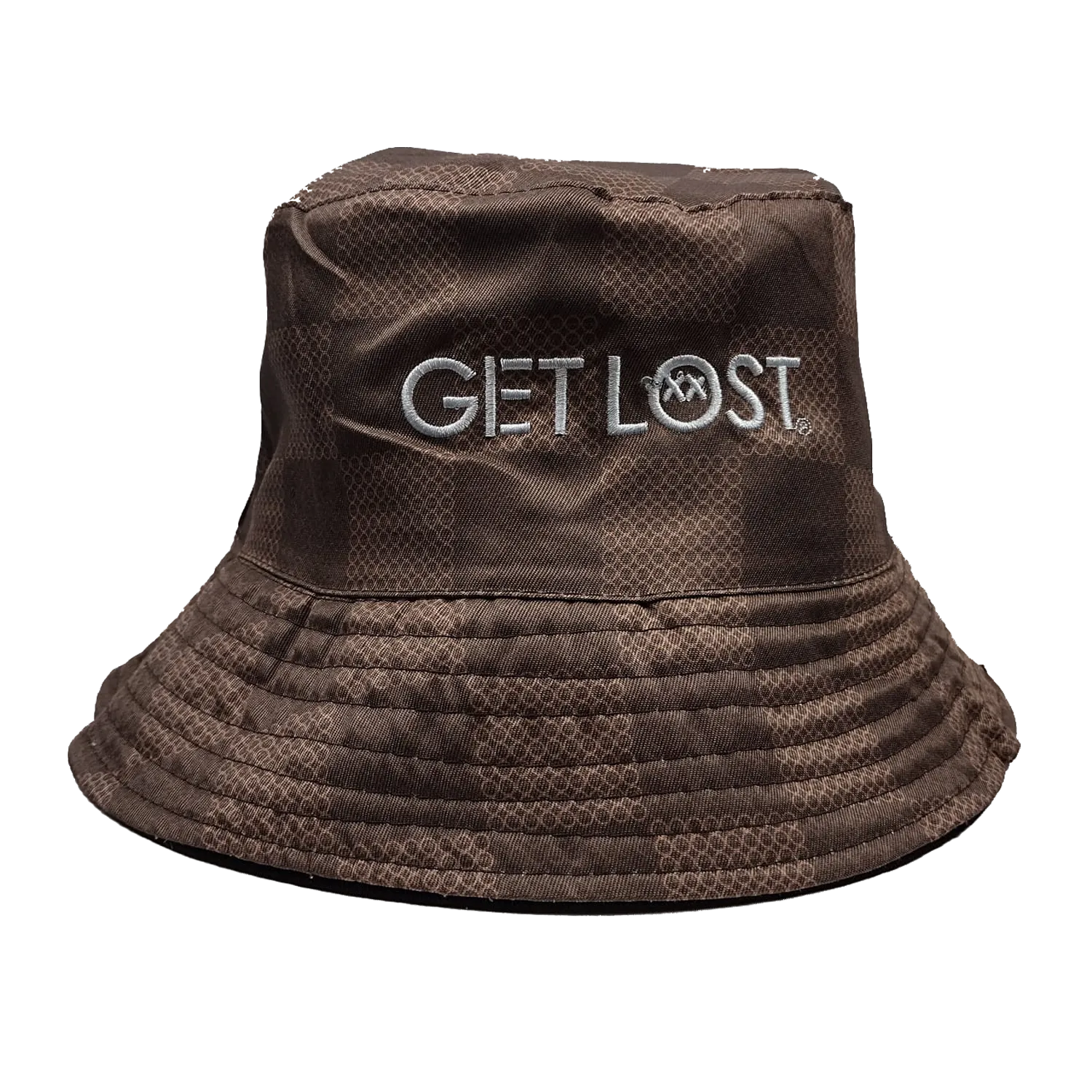 Get Lost Bucket Hat Brown Squares