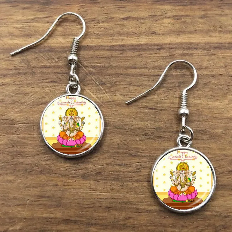 God of Fortune Pendant Hindu Elephant Earrings Buddha Meditation Spiritual Jewelry Earrings