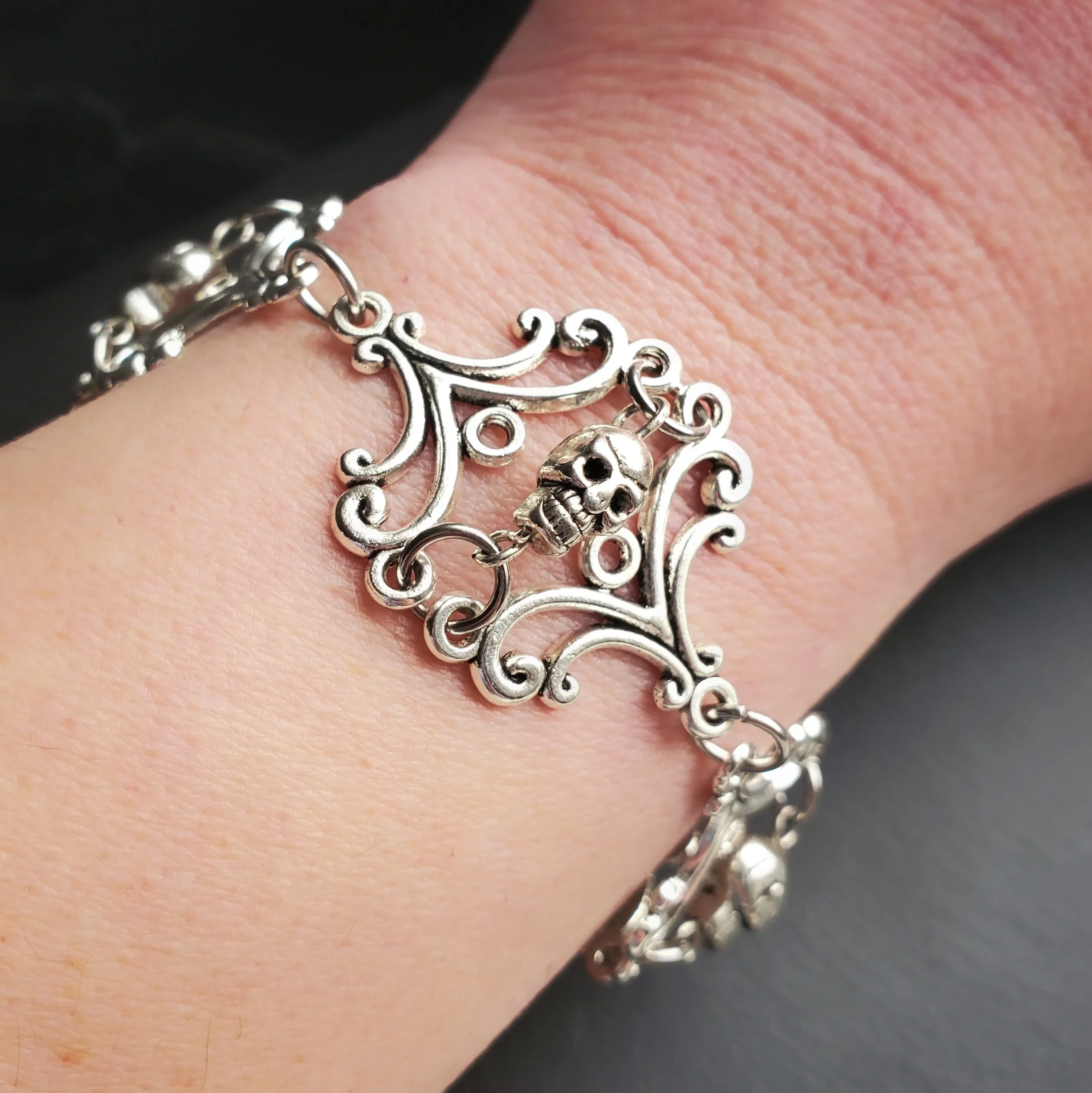 Gothic Skull Bracelet Victorian Goth Unique Jewelry