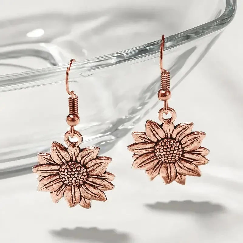 Huitan Trendy Sunflower Drop Earrings