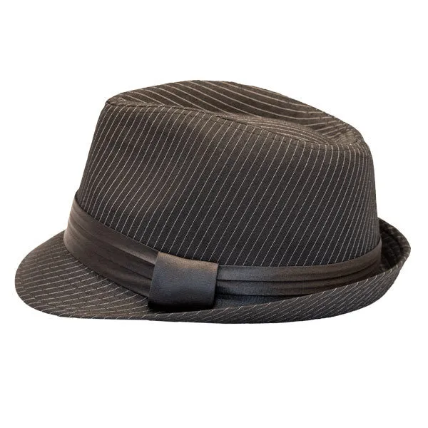 Kenny K - Black on Black Pinstripe Fedora Hat