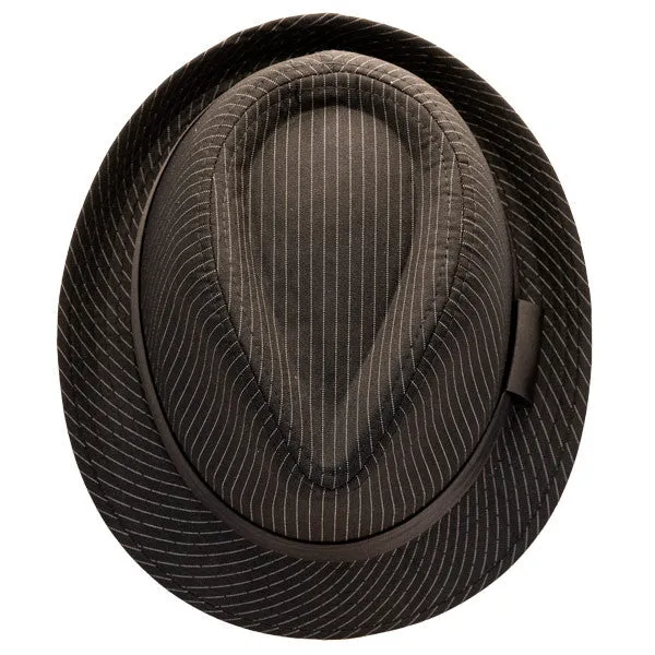 Kenny K - Black on Black Pinstripe Fedora Hat