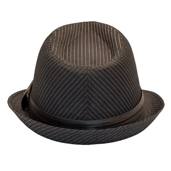 Kenny K - Black on Black Pinstripe Fedora Hat