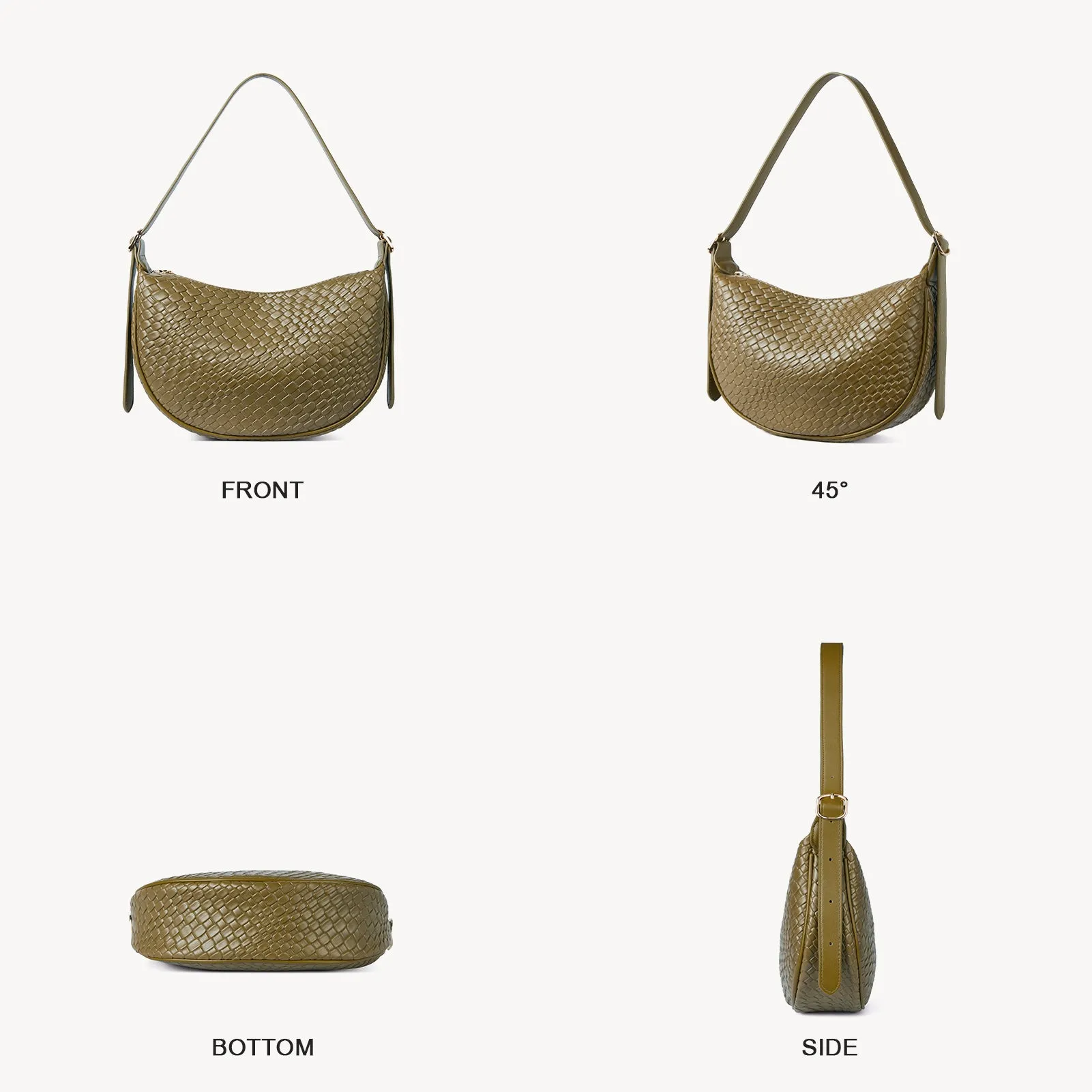 KWELI Woven Leather Half Moon Shoulder Bag