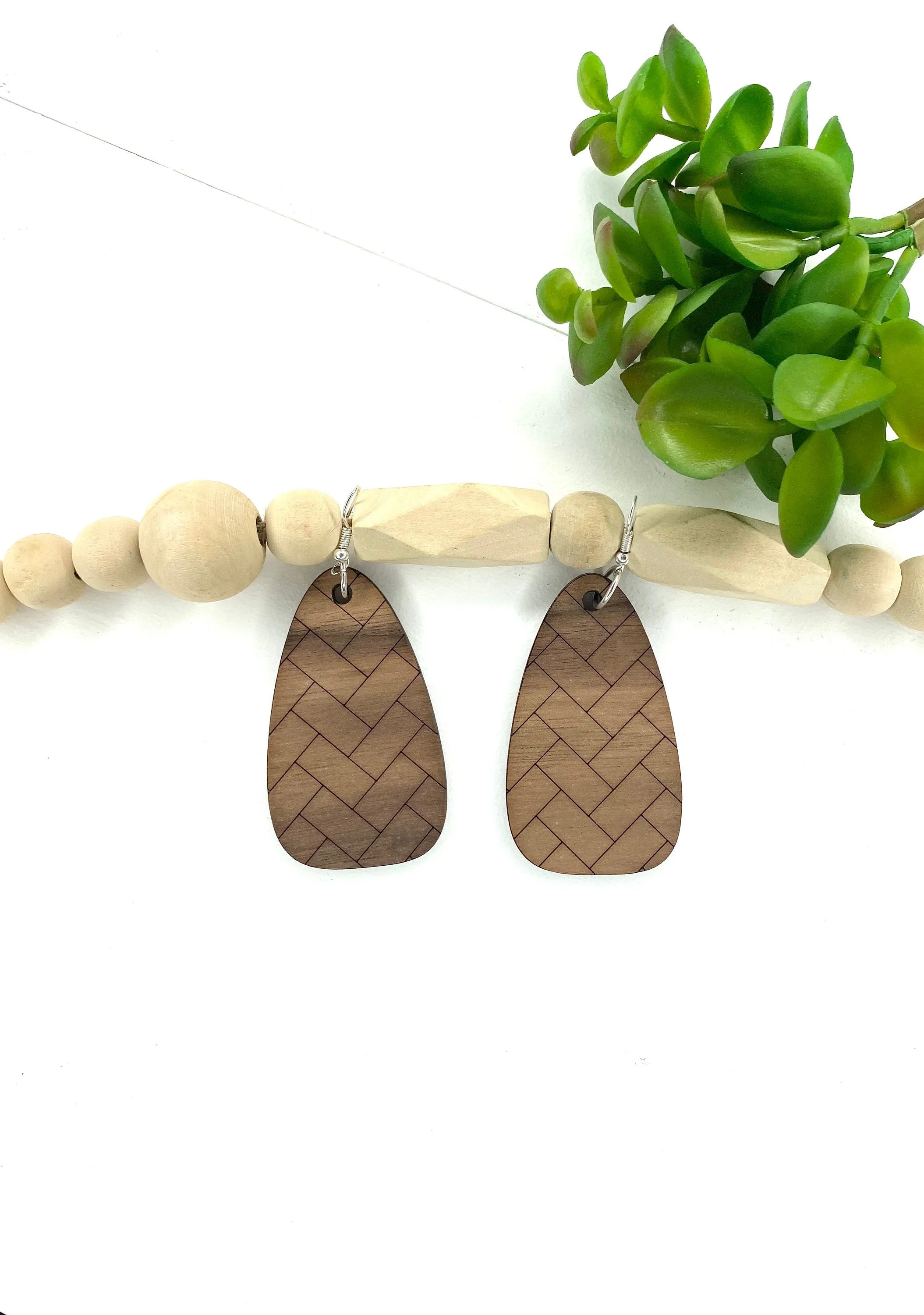 Large Brown Herringbone Earrings, Trendy Lightweight Earrings, Boho Jewelry, Thank You Gift for Teacher, Jewelry for Gift Basket