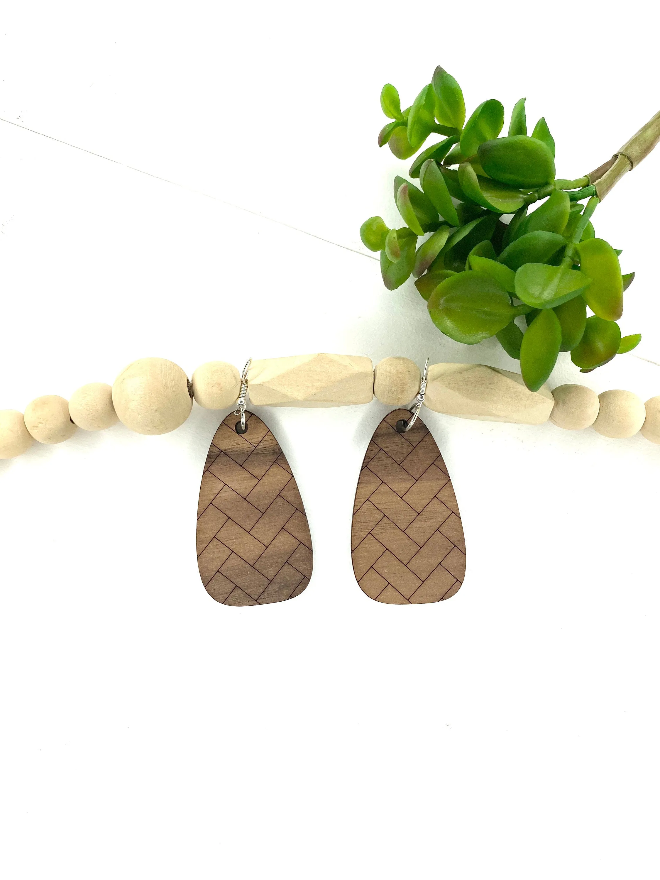 Large Brown Herringbone Earrings, Trendy Lightweight Earrings, Boho Jewelry, Thank You Gift for Teacher, Jewelry for Gift Basket