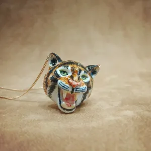 Large Roaring Tiger necklace by And Mary in porcelaine