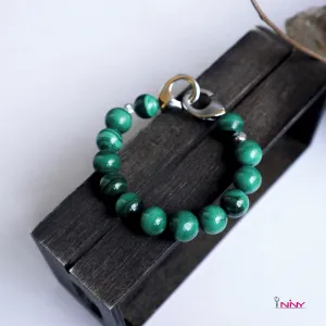 Malachite with Unique Silver Lock Braclet