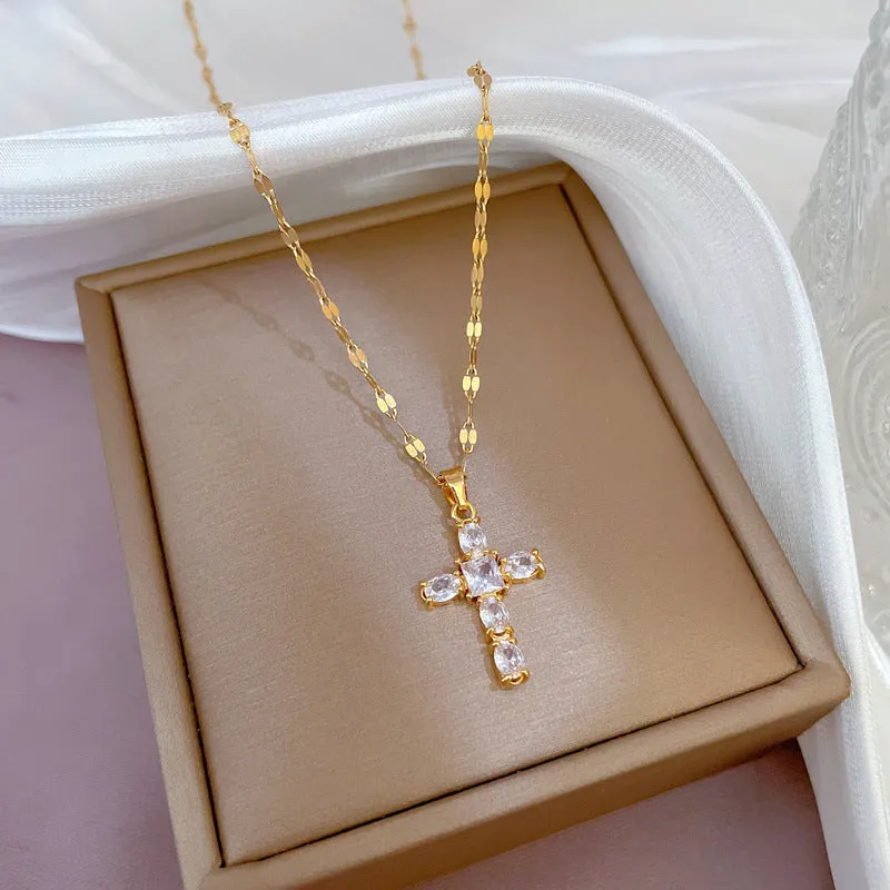 Micro-inlaid Light Luxury Zircon Cross Exquisite