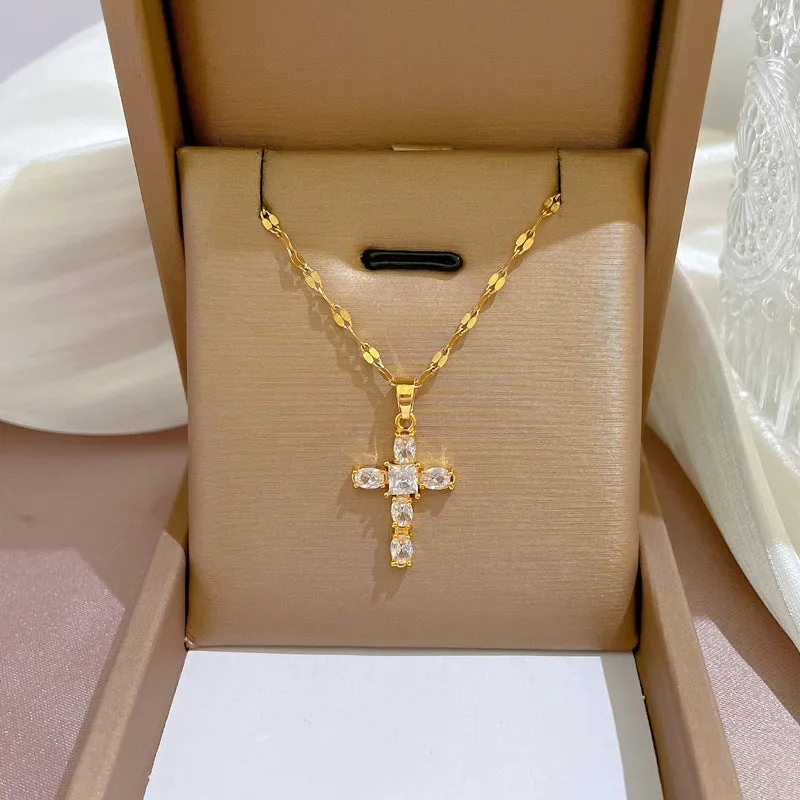 Micro-inlaid Light Luxury Zircon Cross Exquisite