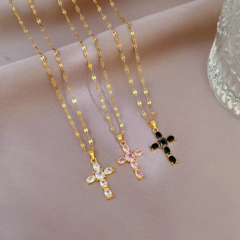 Micro-inlaid Light Luxury Zircon Cross Exquisite