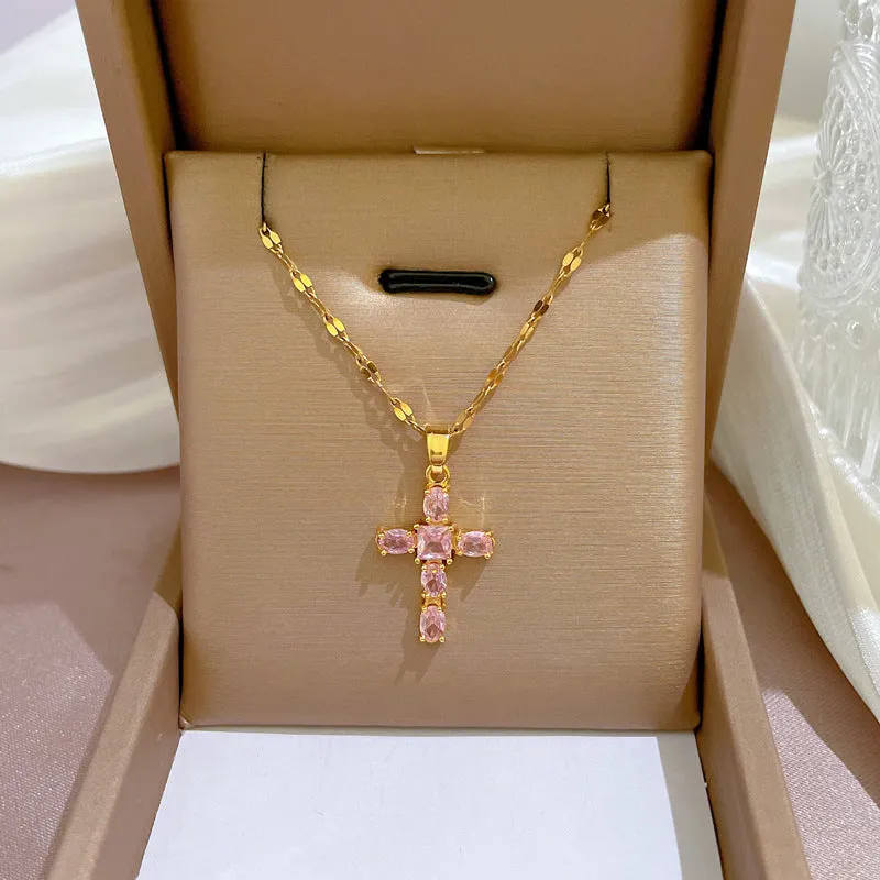 Micro-inlaid Light Luxury Zircon Cross Exquisite