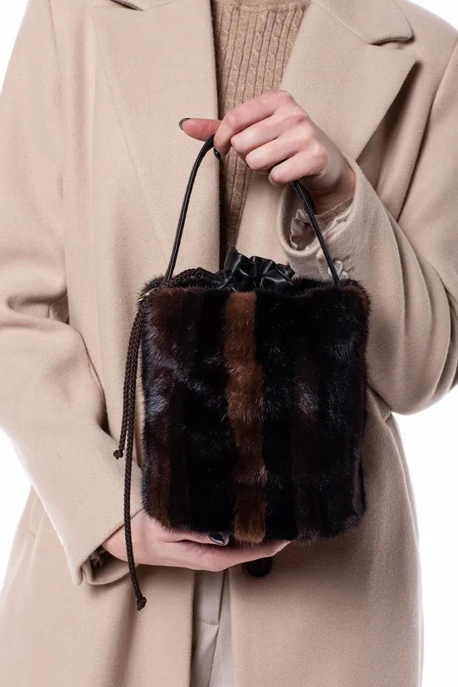 Mink Fur Cylinder Handbag