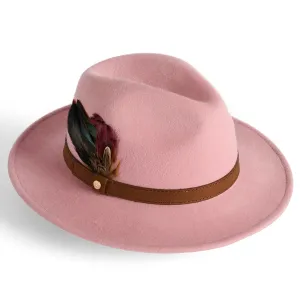 Northumberland Brushed Wool Felt Ladies Fedora - Pink by Failsworth