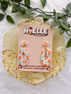 Oval Peach Patterned Earrings