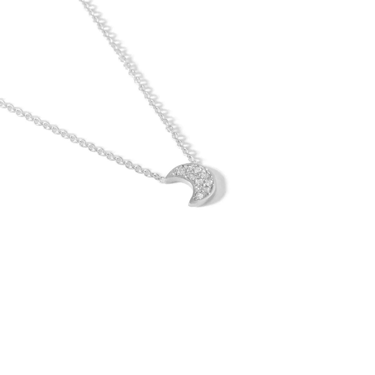 Pavé Diamond Moon Necklace