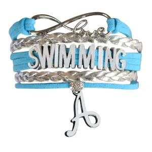 Personalized Swim Bracelet with Letter Charm