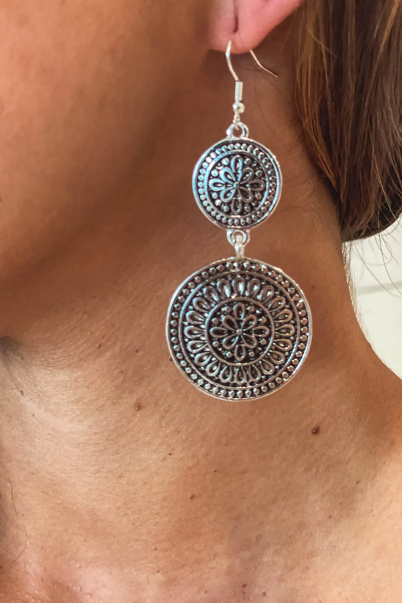 Silver Medallion Earrings