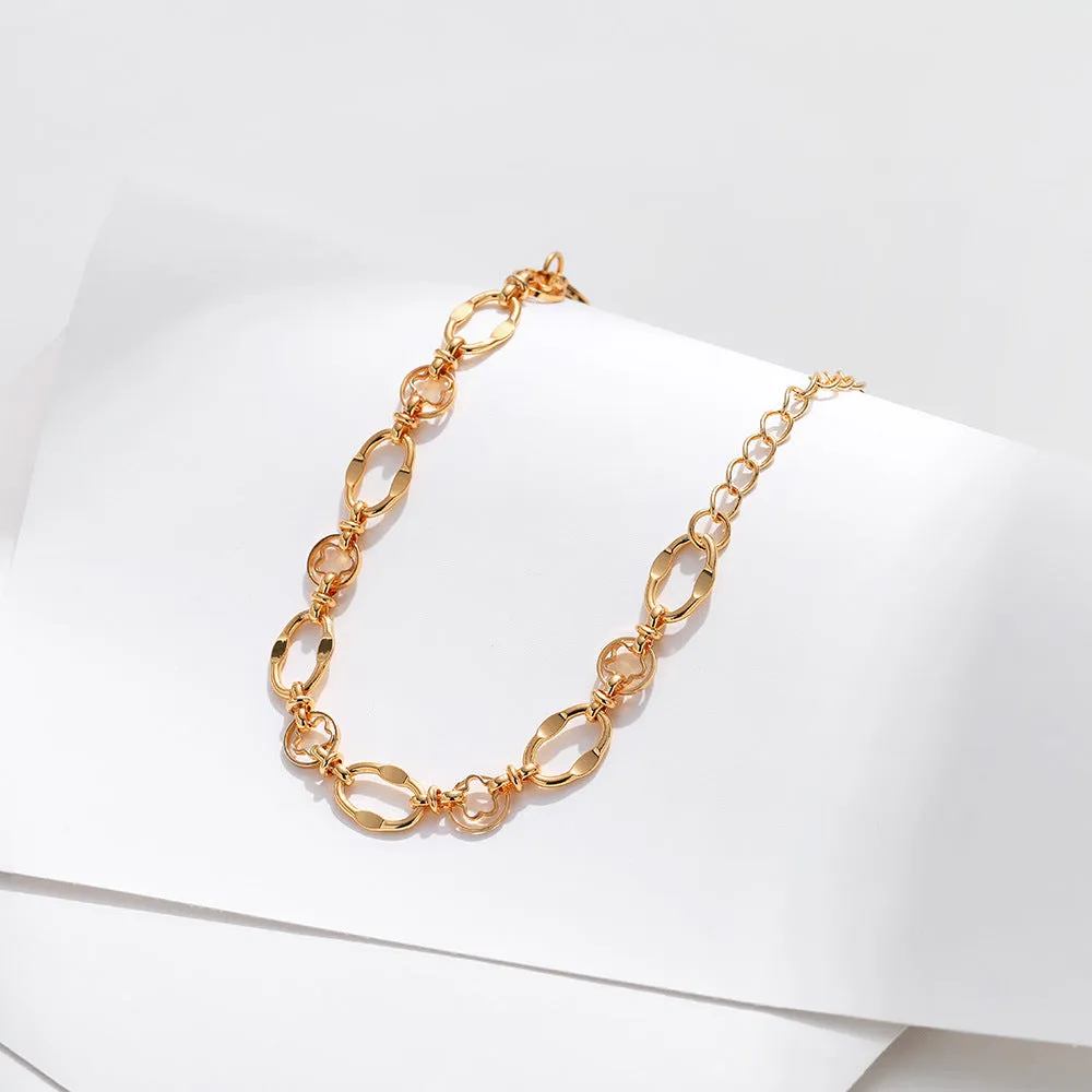 Sisslia Wholesale Unique 18K Gold Plated Copper Alloy Oval Link Chain Bracelet For Wrist Women