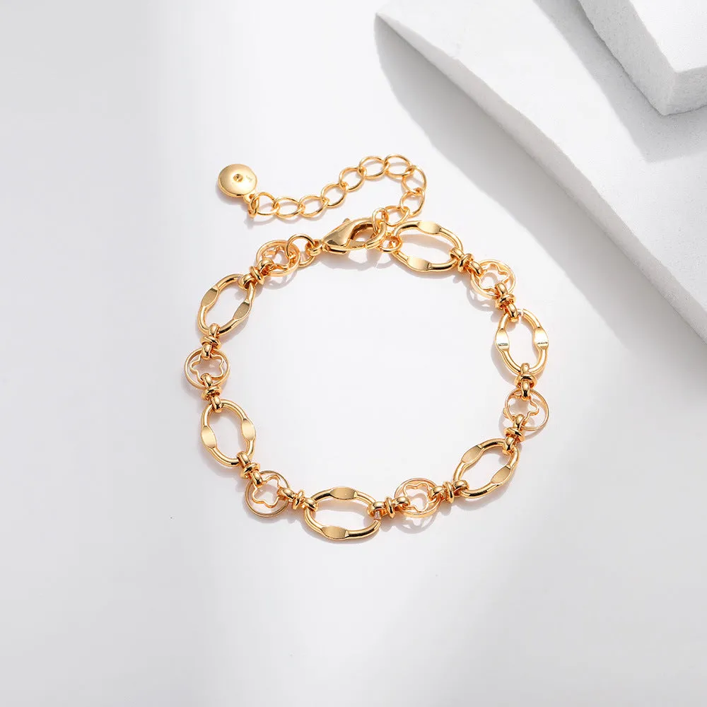 Sisslia Wholesale Unique 18K Gold Plated Copper Alloy Oval Link Chain Bracelet For Wrist Women