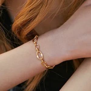 Sisslia Wholesale Unique 18K Gold Plated Copper Alloy Oval Link Chain Bracelet For Wrist Women