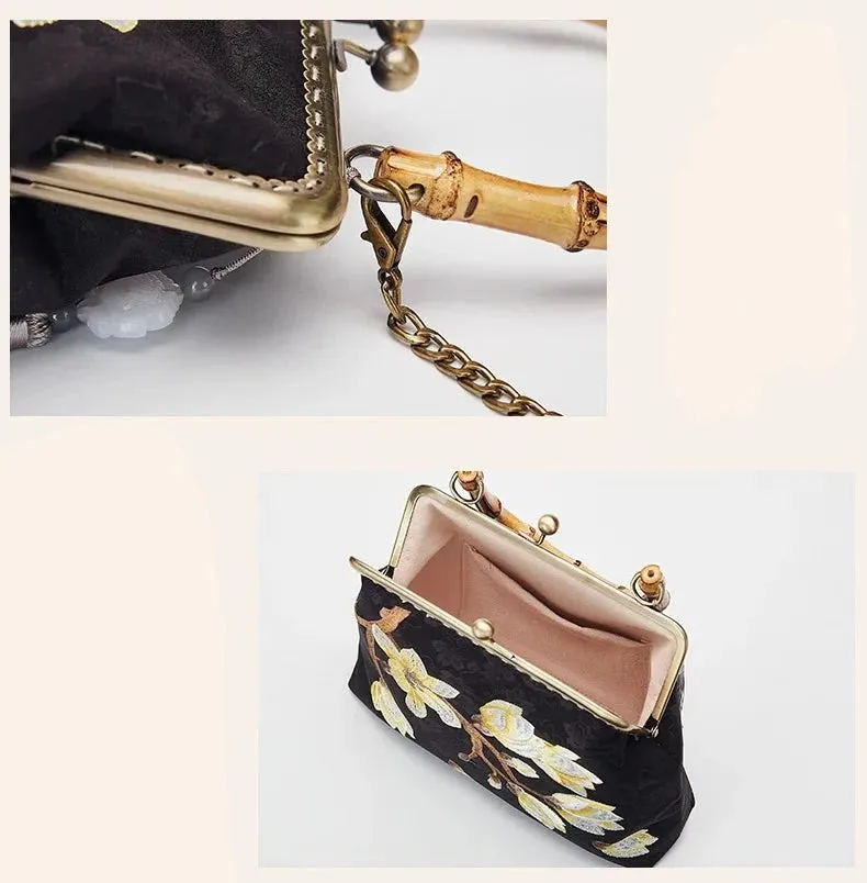 TEEK - Handmade Vintage Satin Floral Clasp Handbag