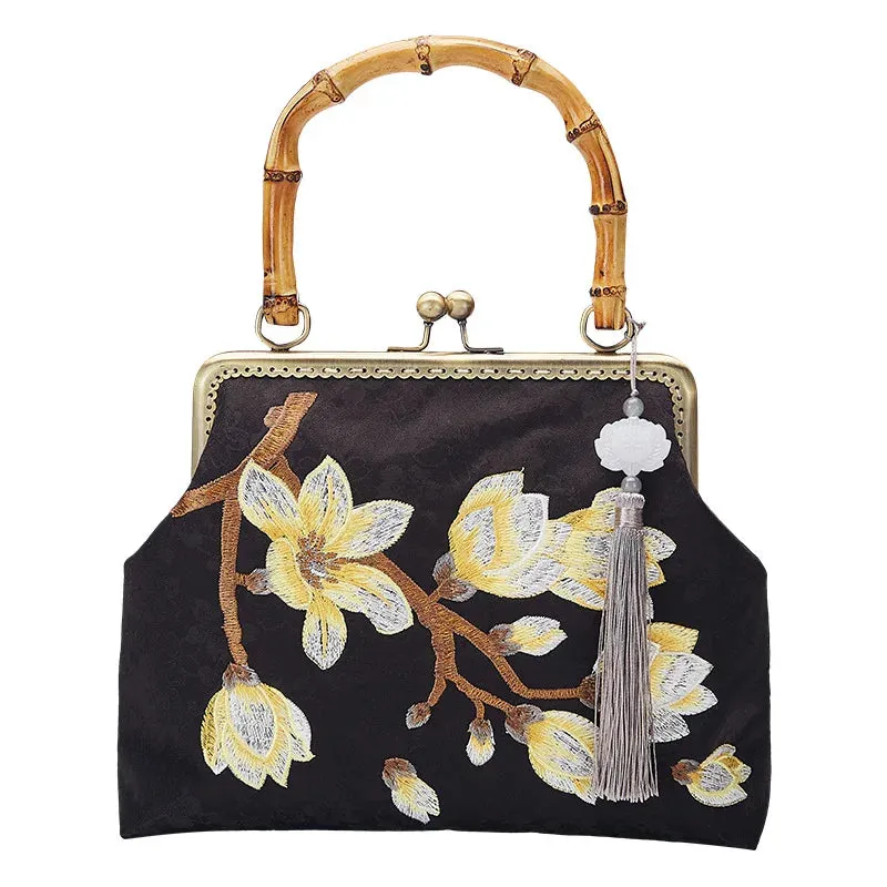 TEEK - Handmade Vintage Satin Floral Clasp Handbag